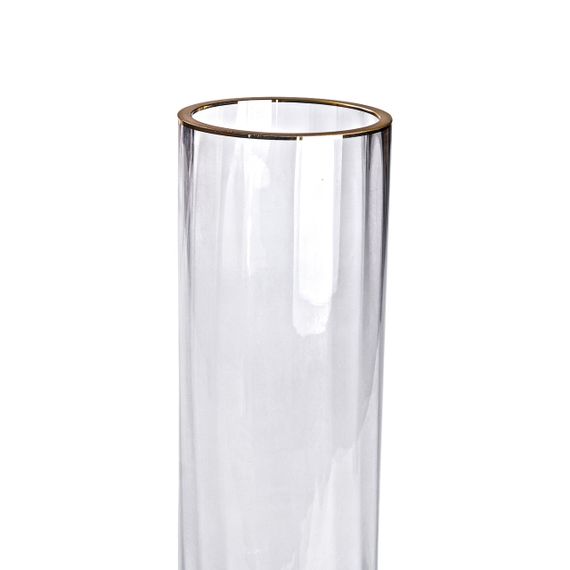 Декоративна скляна ваза для квітів із золотою окантовкою 29,5 см. | Зображення 1