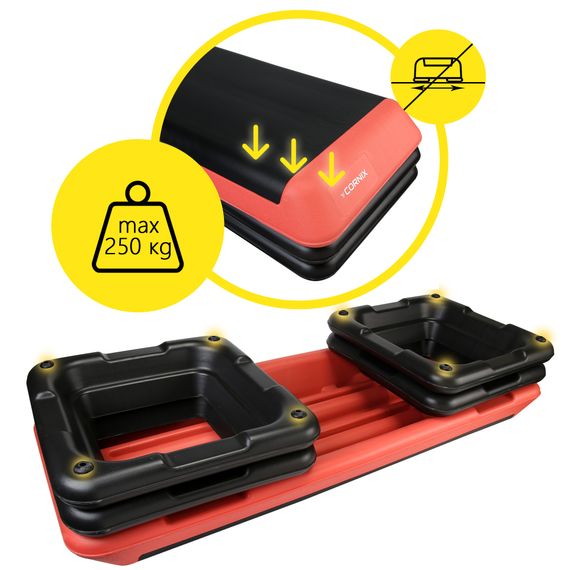 Степ-платформа 3-ступінчаста Cornix Pro 109 х 41 х 10-20 см XR-0404 Black/Red | Зображення 6