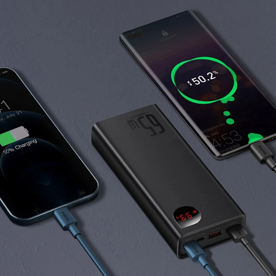 Повербанк Baseus Adaman Metal Digital Display Quick Charge Power Bank 20000mAh 65W Черный | Зображення 3