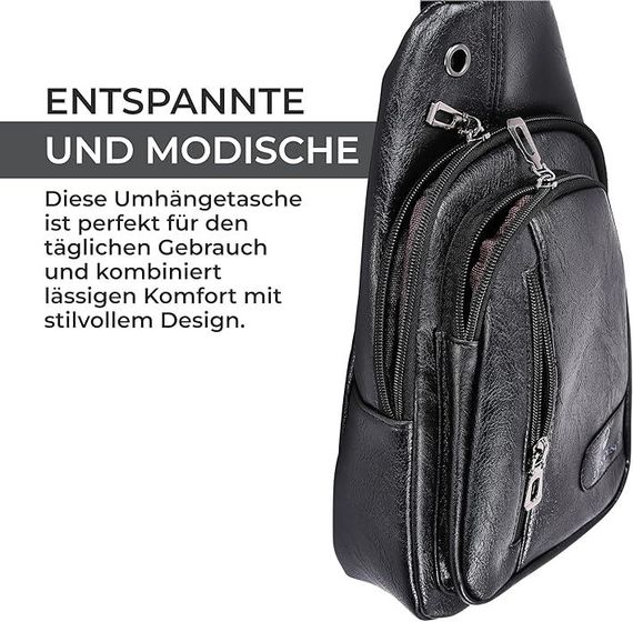 Сумка через плече для чоловіків chest bag виготовлена з високоякісного матеріалу з водовідштовхувальною тка | Зображення 3