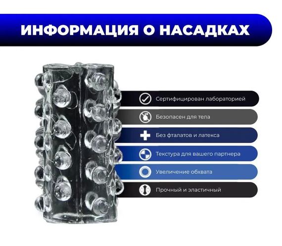 Набір багаторазових силіконових рельєфних насадок на пеніс (6 штук, універсальний розмір) | Зображення 2