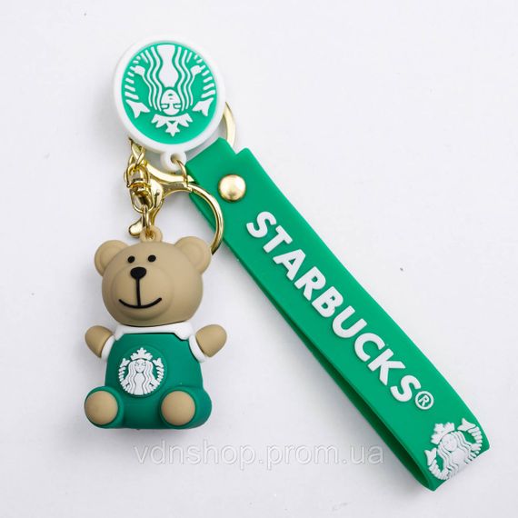 Детский брелок Мишка Старбакс 3.5×4.5 (см) для ключей, на сумку и рюкзак Зеленый HP-55-26BGR