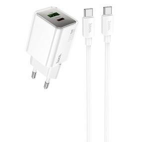 МЗП Hoco N46 Glorious PD20W+QC3.0 (1USB-A/1C) + кабель Type-C to Type-C White