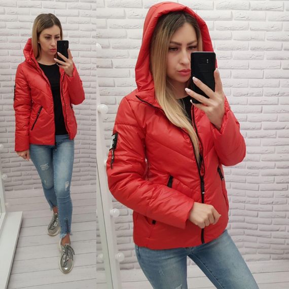 Жіноча демісезонна куртка, арт. 1008, червоний | Зображення 5