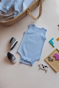 Боді майка інтерлок рубчик колір Блакитний р 56