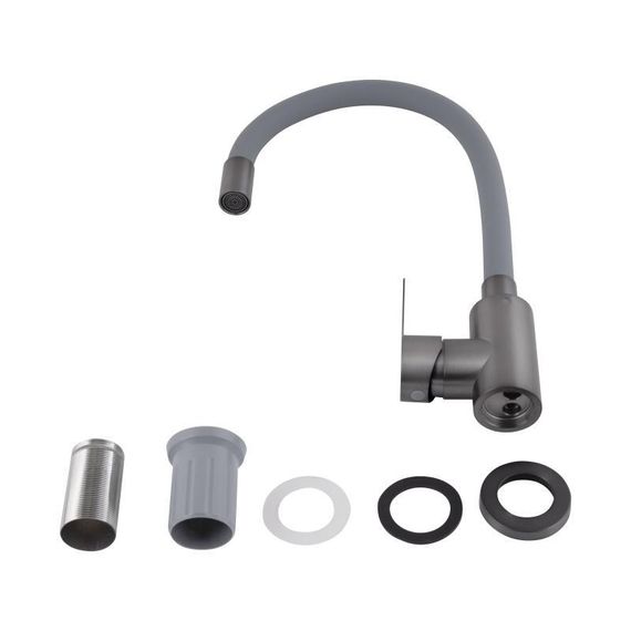 Змішувач для кухні Brinex Pure 015F3 з гнучким виливом   Graphite/Grey BRIPUR015F3GRG | Зображення 3