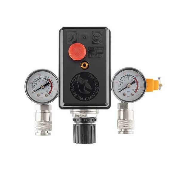 Пресостат 380 В (блок автоматики компресора) 10 bar у зборі, (пресостат, редуктор, 2 манометри,1 | Зображення 2