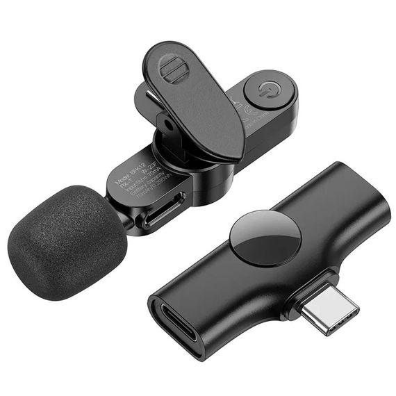 Петличный беспроводной микрофон Borofone BFK12 Trophy lavalier Lightning/Type-C Black | Зображення 3