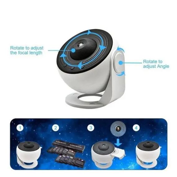 Домашній планетарій + 13 картриджів нічник проектор зоряного неба галактика зі змінними картриджами Білий | Зображення 2