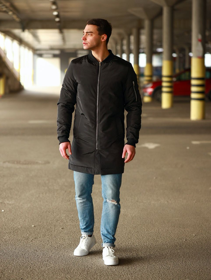 Бомбер Плащ чёрный S M | Зображення 6