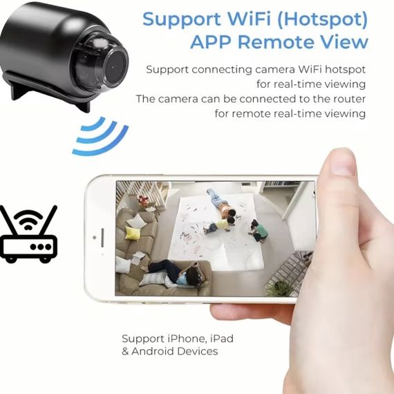 WiFi-камера X5 1080P HD — міні-камера спостереження з нічним баченням, детектором руху, широким кутом 140° | Зображення 9