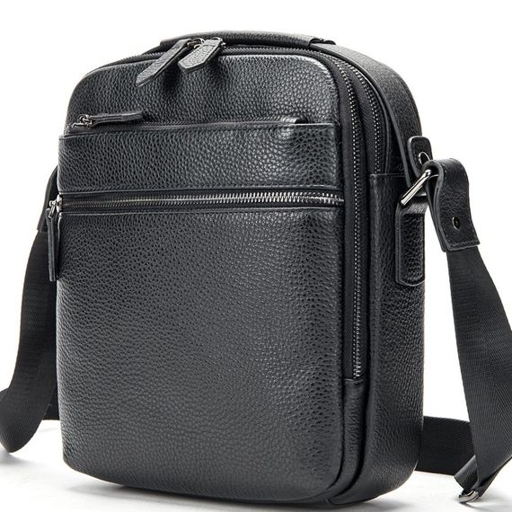 Шкіряна чоловіча сумка через плече чорна Tiding Bag MN-284334 | Зображення 7