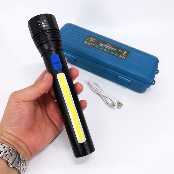 Светодиодный фонарик Аккумуляторный фонарь CB-C13-P50+COB, Портативный LED фонарь на батарее JT-97