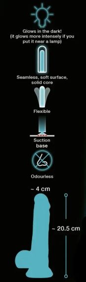 Бірюзовий фалоімітатор,що світиться sexstyle | Зображення 7