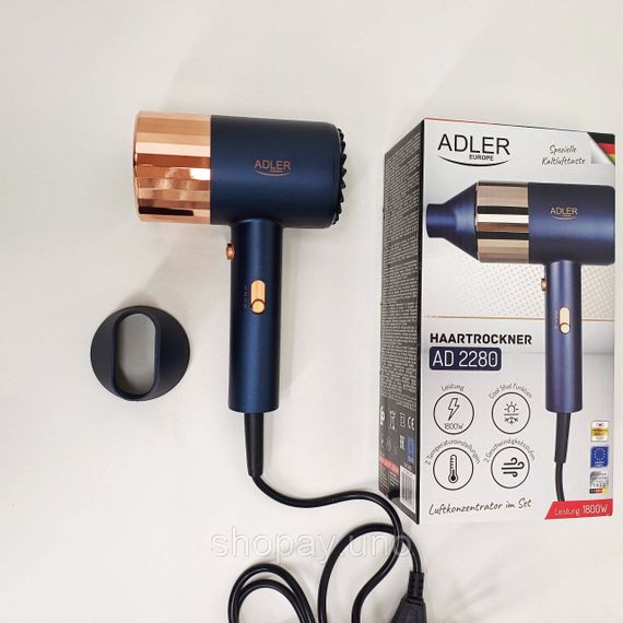 Фен с режимом регулировки температуры Adler, Фен для волос с насадками универсальный VK-45 | Зображення 5