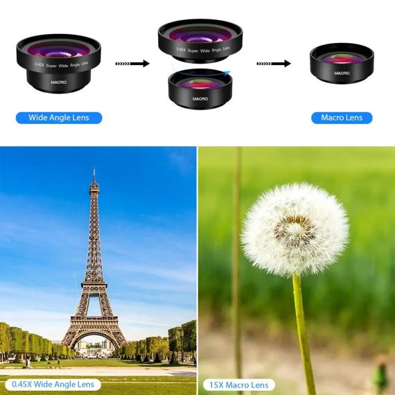 Макролинза для телефона, объектив для телефона, линза 2 объектива 0.45 lens  AND HA-55 | Зображення 2