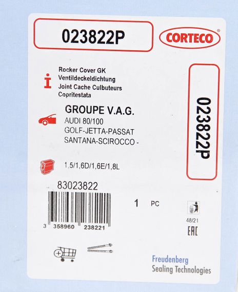 Прокладка клапанної кришки Audi/VW 1.3/1.6/1.8, CORTECO (023822P) | Зображення 2