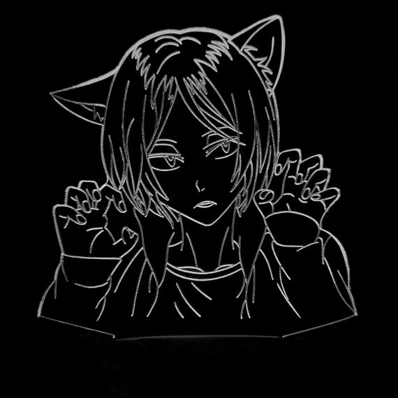 Акриловий світильник-нічник Дівчина кішка білий tty-n000993