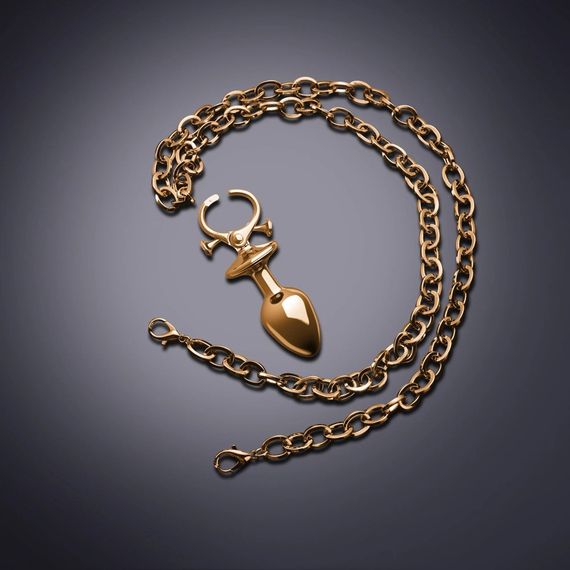 Набір UPKO анальна пробка і ланцюжок з наручниками, колір золото sexstyle | Зображення 6