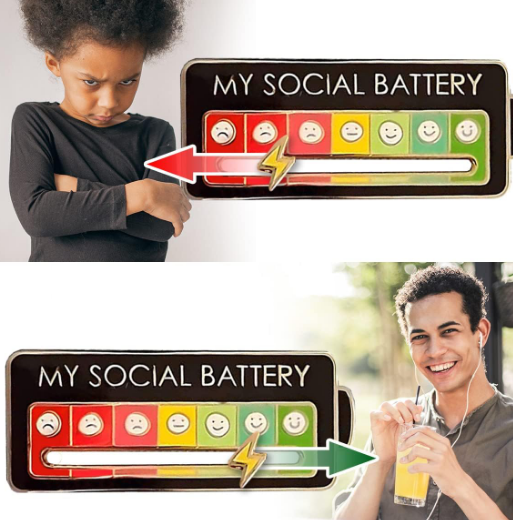 Маленький значок трекер настроения металическая брошь My social battery