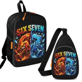 Набір 6-7,six seven 2 в 1: дитячий рюкзак + сумка-слінг, для хлопчика та дівчинки 7–9 років (6297)