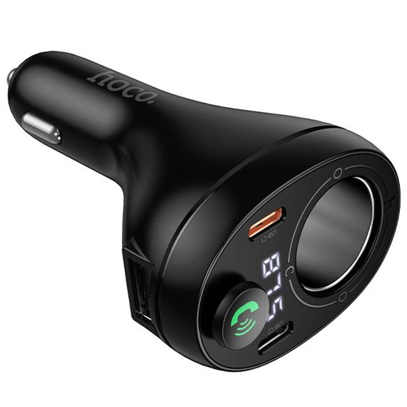 АЗП FM модулятор Hoco E88 Star cigarette lighter+PD20W+QC3.0 total 120W (2USB-C) Black | Зображення 4
