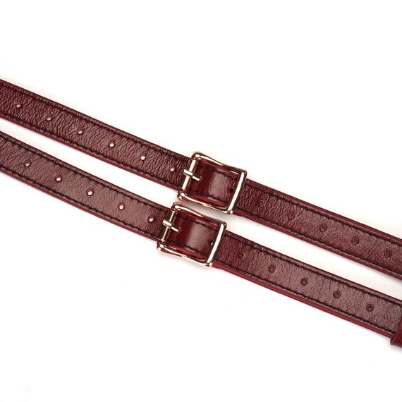 Шкіряні трусики для страпона Liebe Seele Wine Red Strap on Harness, універсальний розмір | Зображення 6