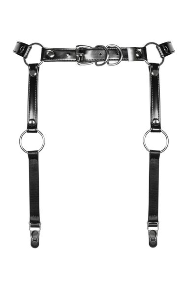 Гартери Obsessive A741 garter belt black O/S, штучна шкіра | Зображення 1