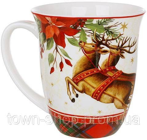Кружка (чашка) фарфоровая "Christmas Story" 470мл, красный с белым BD-149-037 | Зображення 2