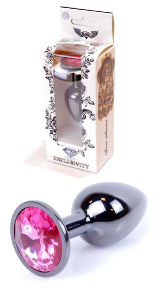 Анальний затор Boss Series - Jewellery Dark Silver PLUG Pink S, BS6400026 sexstyle