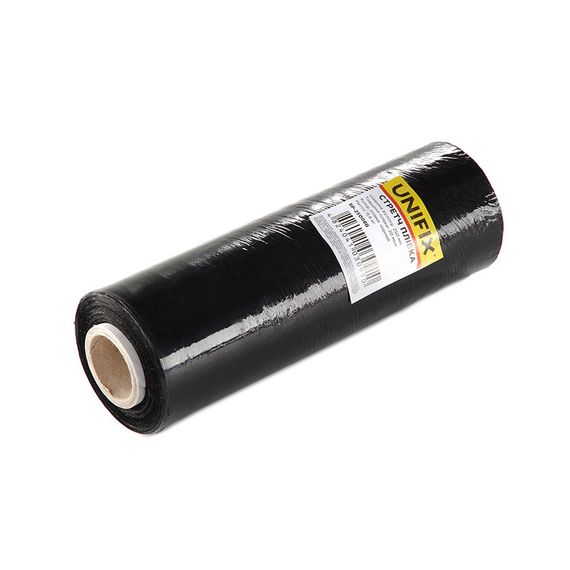 Стретч плівка 250 мм 0,8 кг (20 мкм) чорна, втулка 200 г UNIFIX SP-25008B1