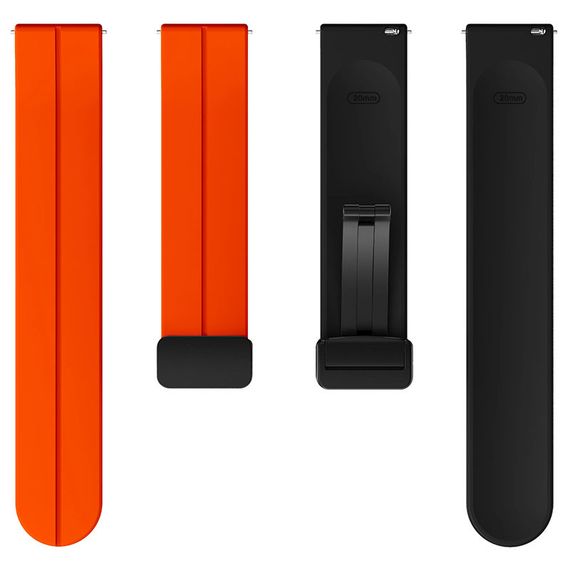 Силіконовий ремінець Classy для Smart Watch 20mm Orange / Black | Зображення 2