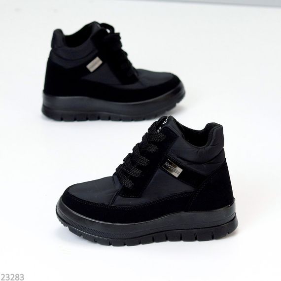 Легкі зручні теплі чорні черевики на кожен день | Зображення 5