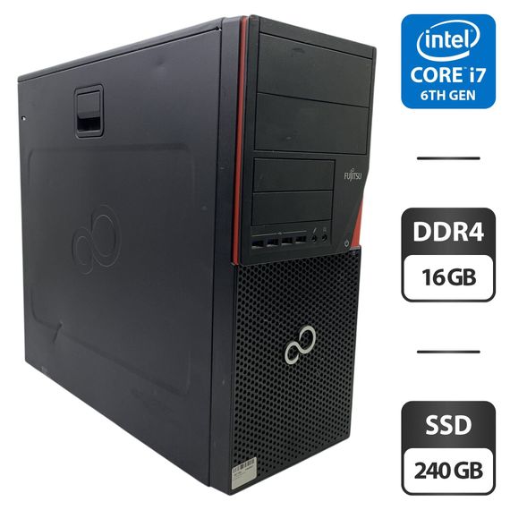 Комп'ютер Fujitsu Esprimo P756 E90 Tower / Intel Core i7-6700 (4 (8) ядра по 3.4 - 4.0 GHz) / 16 GB DDR4 / 240 GB SSD / Intel HD Graphics 530 б/в