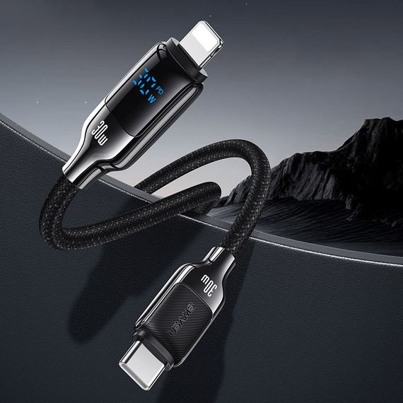 Дата кабель Usams US-SJ741 Digital Display HX Ser. Type-C to Lightning 30W (1.2m) Tarnish | Зображення 1