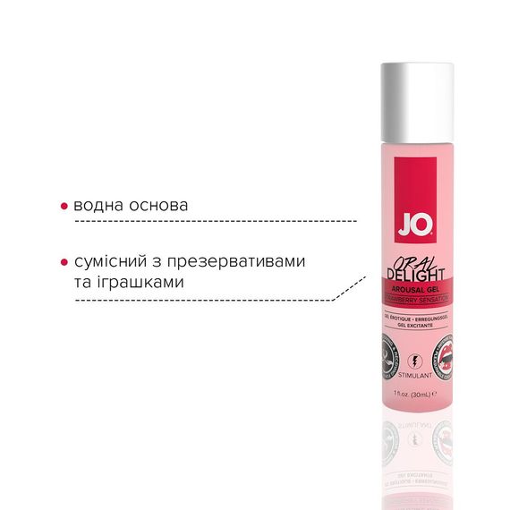 Гель для оральних пестощів JO Oral Delight — Strawberry Sensation (30 мл), ефект холод-тепло | Зображення 3