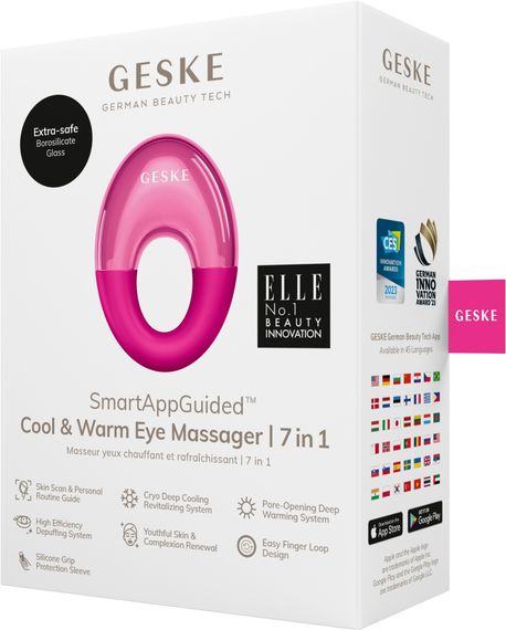Массажер для глаз GESKE Cool&Warm Eye Massager 7в1 starlight, Малиновый | Зображення 7