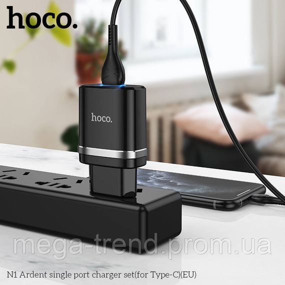 Адаптер мережевий Hoco Type-C Cable Ardent charger set N1 |1USB, 2.4A, 12W| (Safety Certified) | Зображення 4