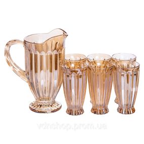 Набор кувшин 1 л со стаканами 6 (шт) по 300 мл для напитков, лимонадов, сока, воды, мохито Прозрачный HP-19-2080GLD