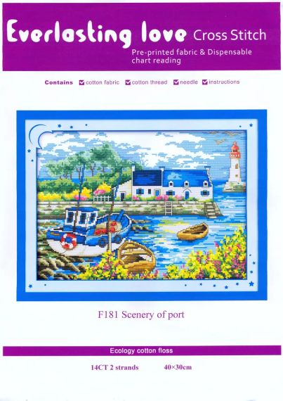 Набір для вишивання за нанесеною на канву схемою  "Scenery of port". AIDA 14CT printed, 40*30 см | Зображення 23