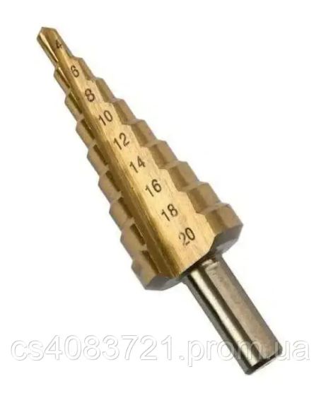 Сверло ступенчатое LT Р9 сталь круглый хвостовик/высота ступени 4 мм/4-20 мм
