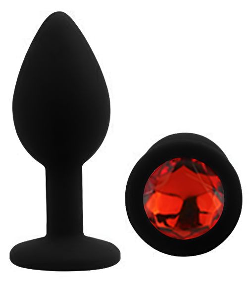 Силіконова анальна пробка EGZO - Silicone Black Round Plug Red, size S Sex Aura | Зображення 1