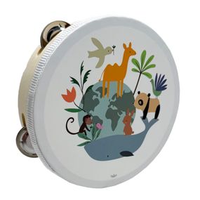 Дерев'яна іграшка Бубен "Дикі тварини" MD 0367-55 діаметр 15 см