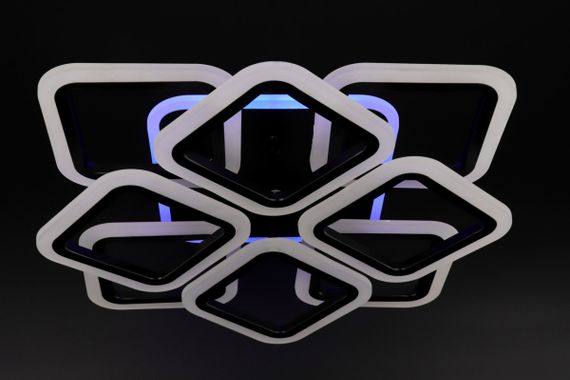 Люстра світлодіодна стельова LED світильник для квартири на стелю лед з пультом 25753 Чорний 11х50х50 см. | Зображення 4