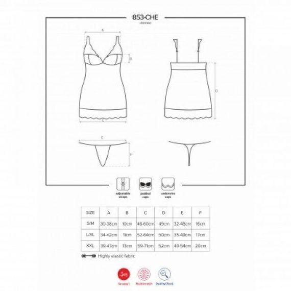 Спокуслива сорочка Obsessive 853-CHE-3 chemise thong red S/M Sex Aura | Зображення 1