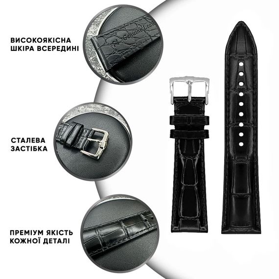 Кожаный ремешок Premium 24х22 мм. Brown | Зображення 3