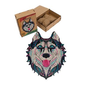 Фигурный деревянный пазл A3 "Снежный хаски" PuzA3-03112, 123 детали