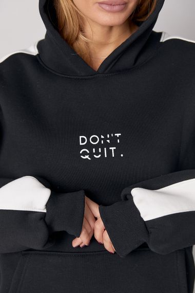 Теплий спортивний костюм жіночий з написом Don't quit - чорний цвет, L (є розміри) | Зображення 3