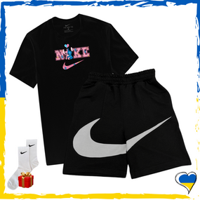 Комплект шорти Nike Big Swoosh та футболка Nike. Комплект Найк Біг Свуш Чорний, XS/S