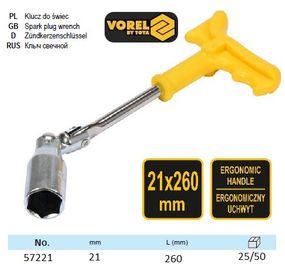 Ключ свечной Польша шарнир М21 l=260 мм VOREL-57221